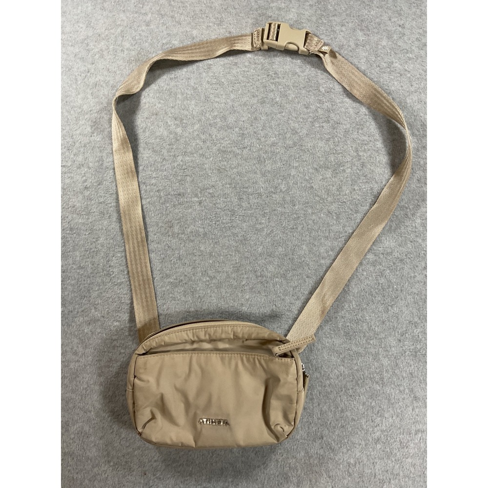 Athleta Revive Belt Bag Tan Beige Nylon Adjustable Waist Pack Crossbody Pouch